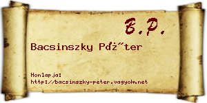 Bacsinszky Péter névjegykártya